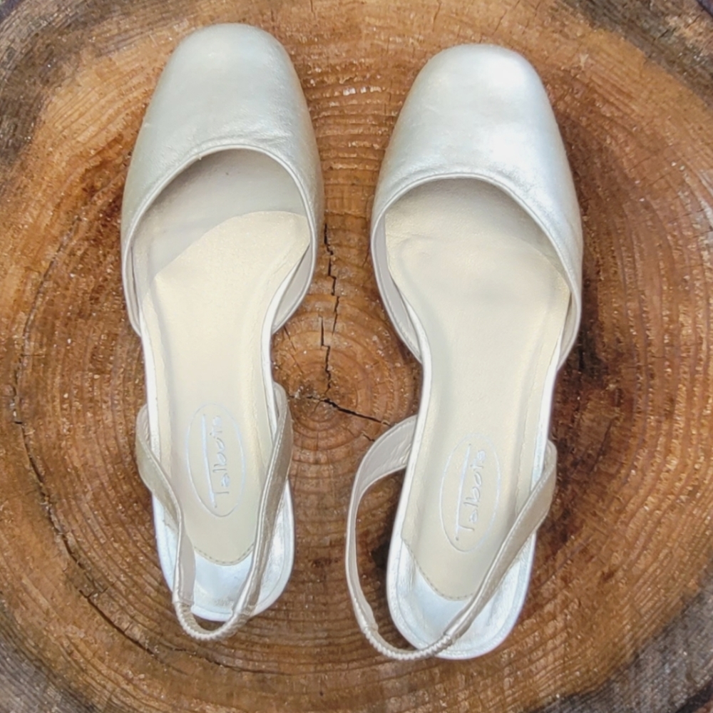 Talbots Satin Slingback Flats in Pearl